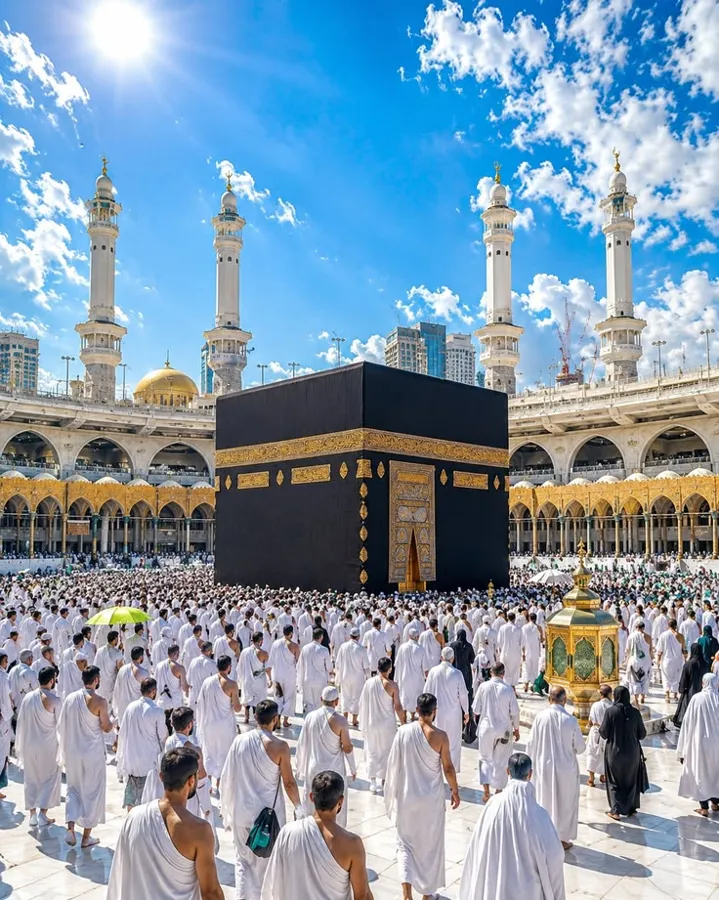 Pilgrims gathered at the Grand Mosque in Makkah